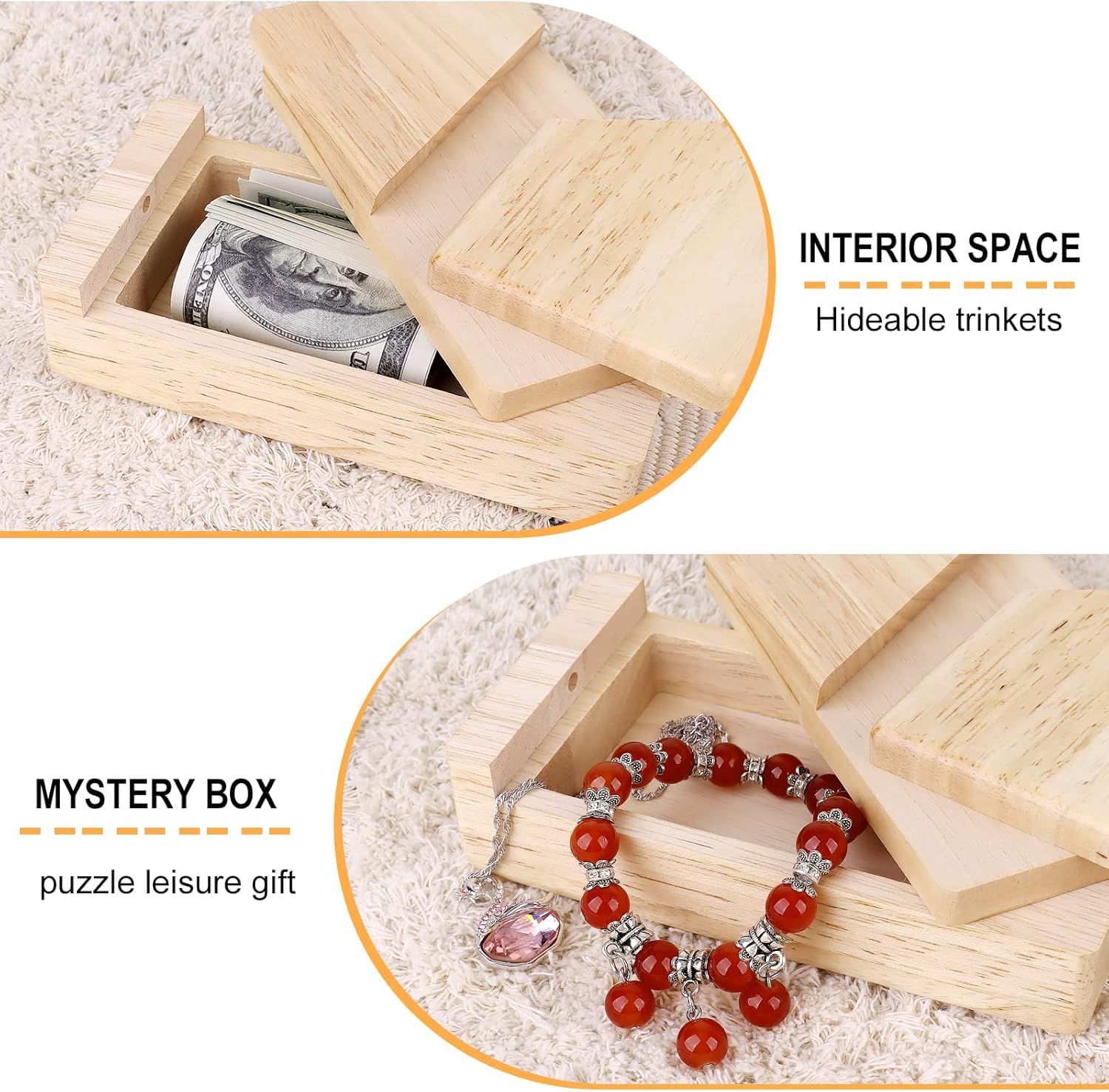 Impossible Mystery Puzzle Box, Secret Opening Mechanism, Hidden Drawer Challenge (Natural), 5.7 * 3 * 1.7 Inches / 14.5 * 7.5 * 4.4 Cm - Image 4