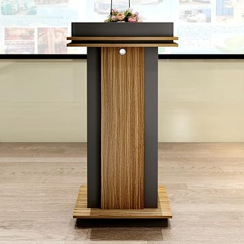 Lectern Podium Stand,Standing Pulpit, Podium Reception Desk with Storage Shelf & Multimedia Cable Hole, Reception Desk for Conference, Auditorium, Classroom