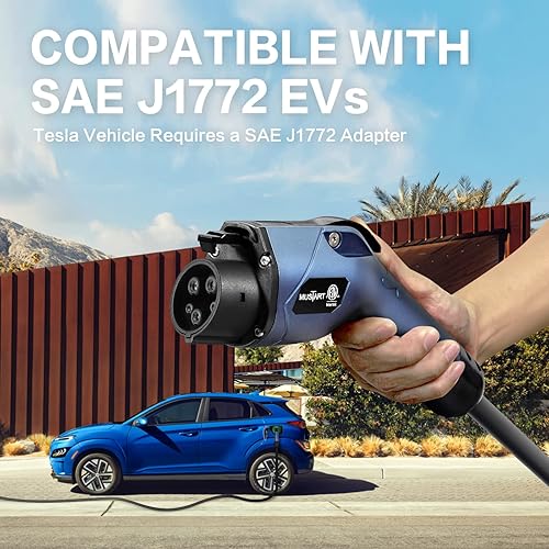 Miniatura 4 de MUSTART Cargador portátil EV de nivel 2 (240 voltios, cable de 25 pies, 25 amperios), cargador de vehículo eléctrico con estación de carga EV con