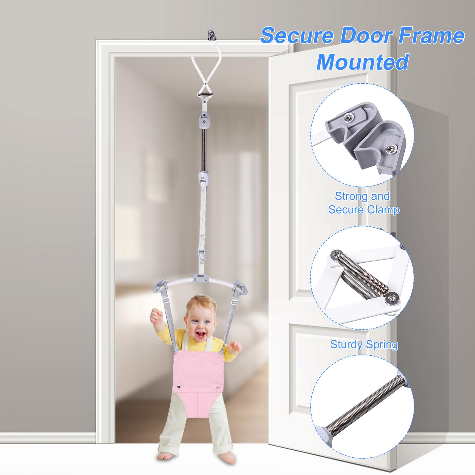 Bouncer de Seguridad de la Puerta de la Puerta del bebé para el Kit de Gimnasio para Niños en Casa (Rosa)