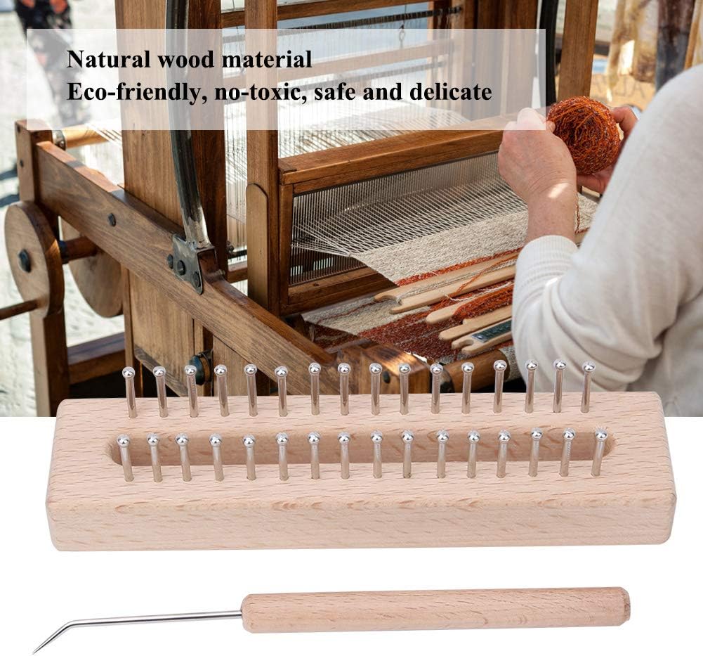 Rectangle Wooden Knitting Machine, Natural Wood Hand Weaving Loom with Metal Curved Hook Needles for Scarves Shawls Blankets DIY Craft Kits for Beginners Adults Kids