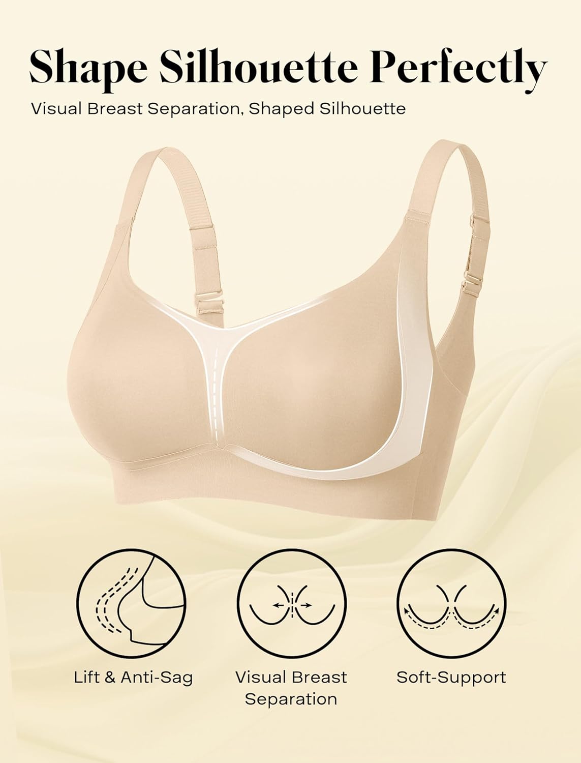 COMFELIE Smooth Seamless Minimizer Bras Non Padded Comfy Everyday Bra No Underwire Supportive Bralette - Image 5