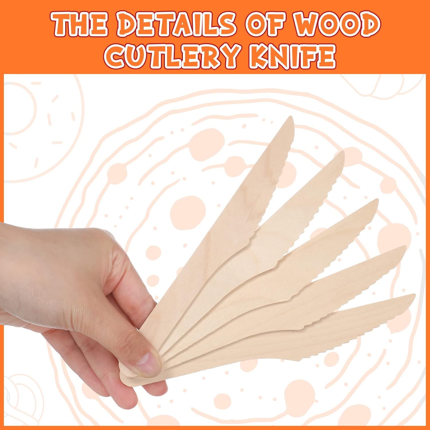 300 Pcs Disposable Wooden Knives Wooden Disposable Cutlery Utensils 6.5 Inch Length for Party Camping Traveling Family Dinners Restaurant Supplies
