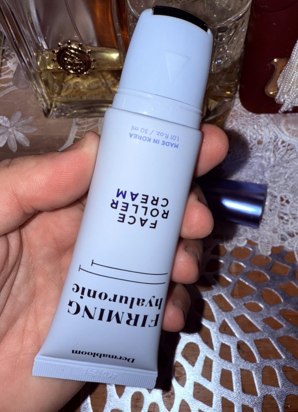 Dermabloom Hyaluronic Acid Face Roller Cream – Hydrates, Plumps, Firms, Depuffs – Dermatologist Tested, Anti-Aging, Korean Skin Care – Vegan, Clean Beauty, Non-GMO, 95% Natural – 1.69 Fl Oz