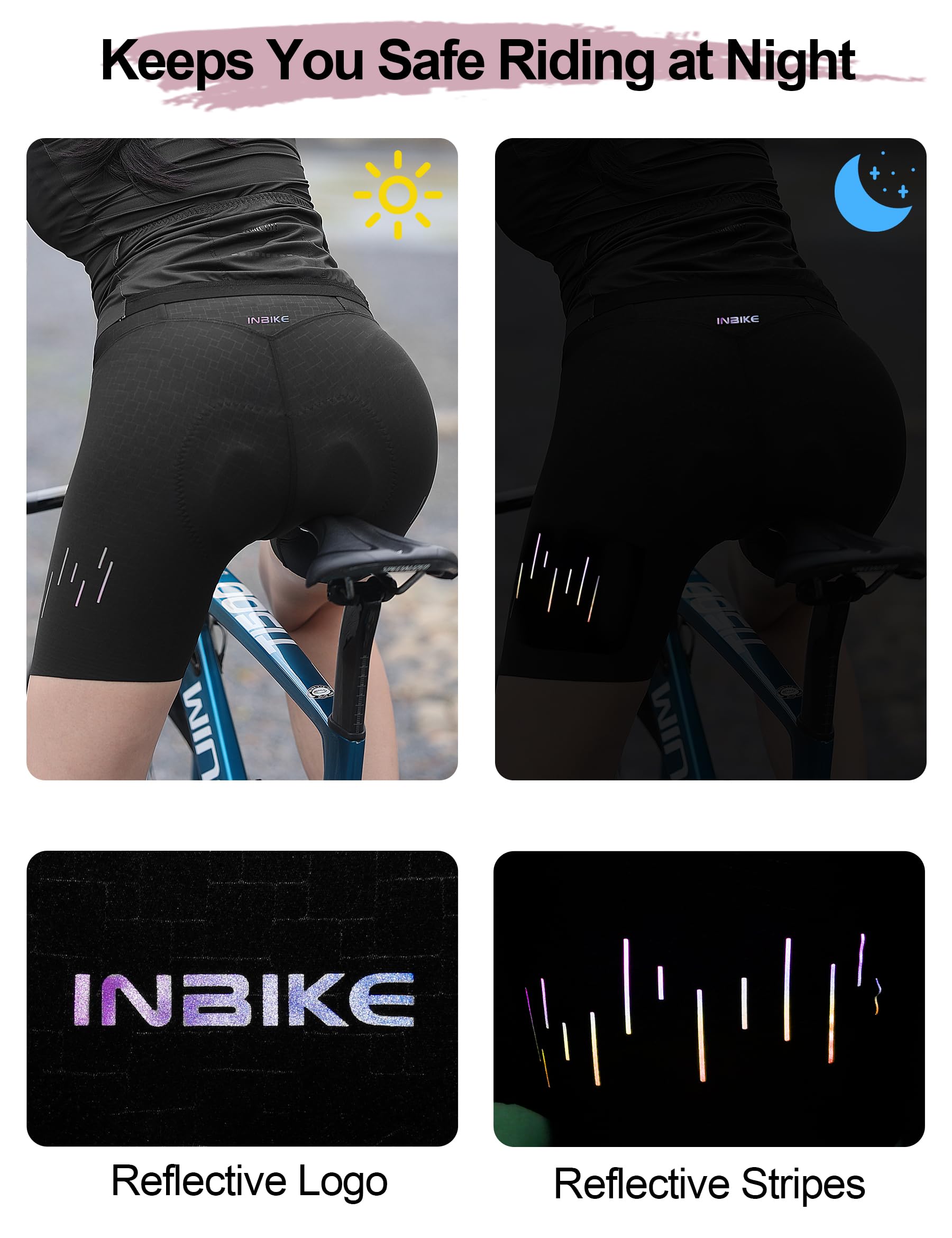 INBIKE Fahrradhose Rennradhose Radhose mit 3D Sitzpolsteru eine Tasche atmungsaktiv hochelastisch Damen