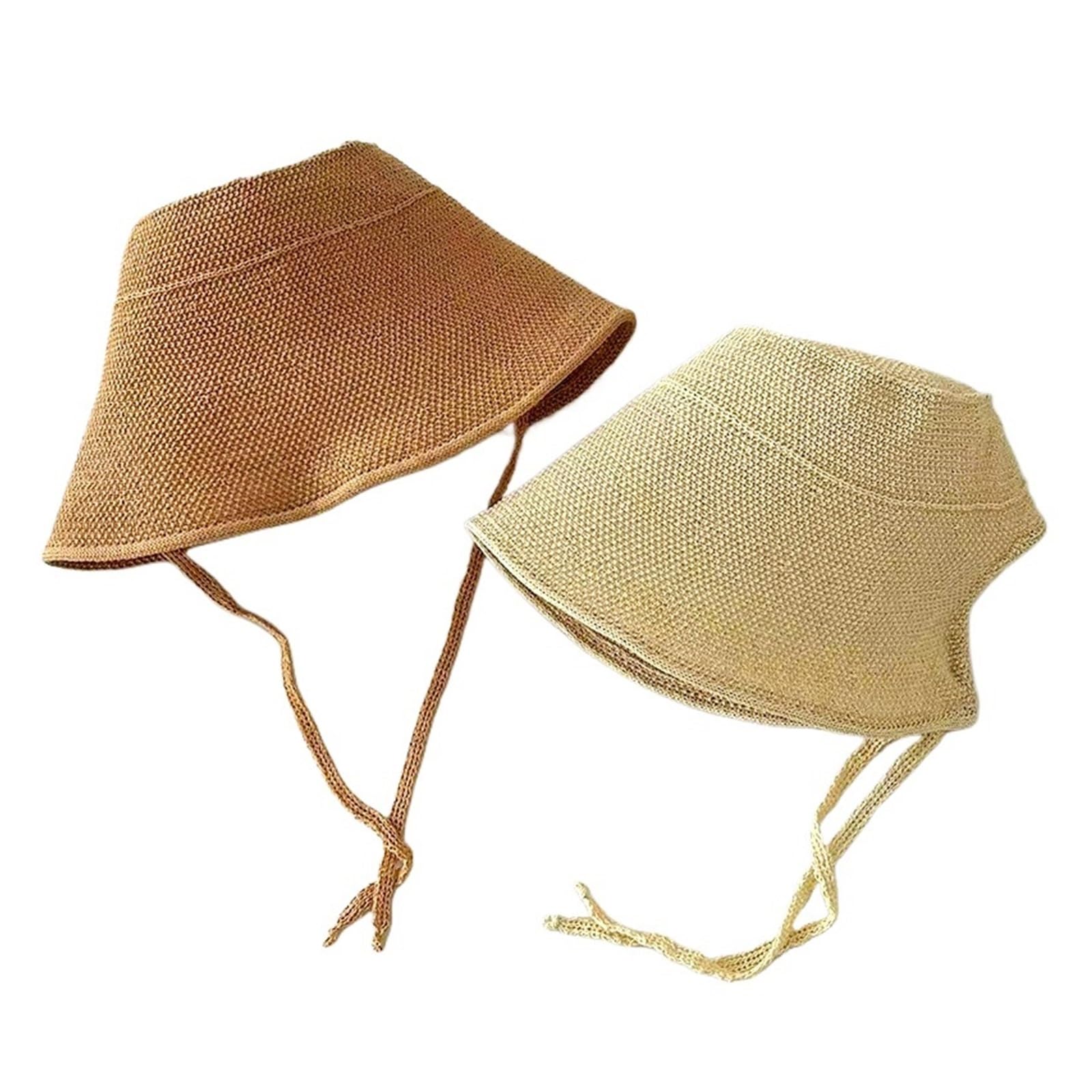 Cappello di paglia intrecciato da donna, estivo, protezione solare, visiera in pizzo, per spiaggia e viaggi