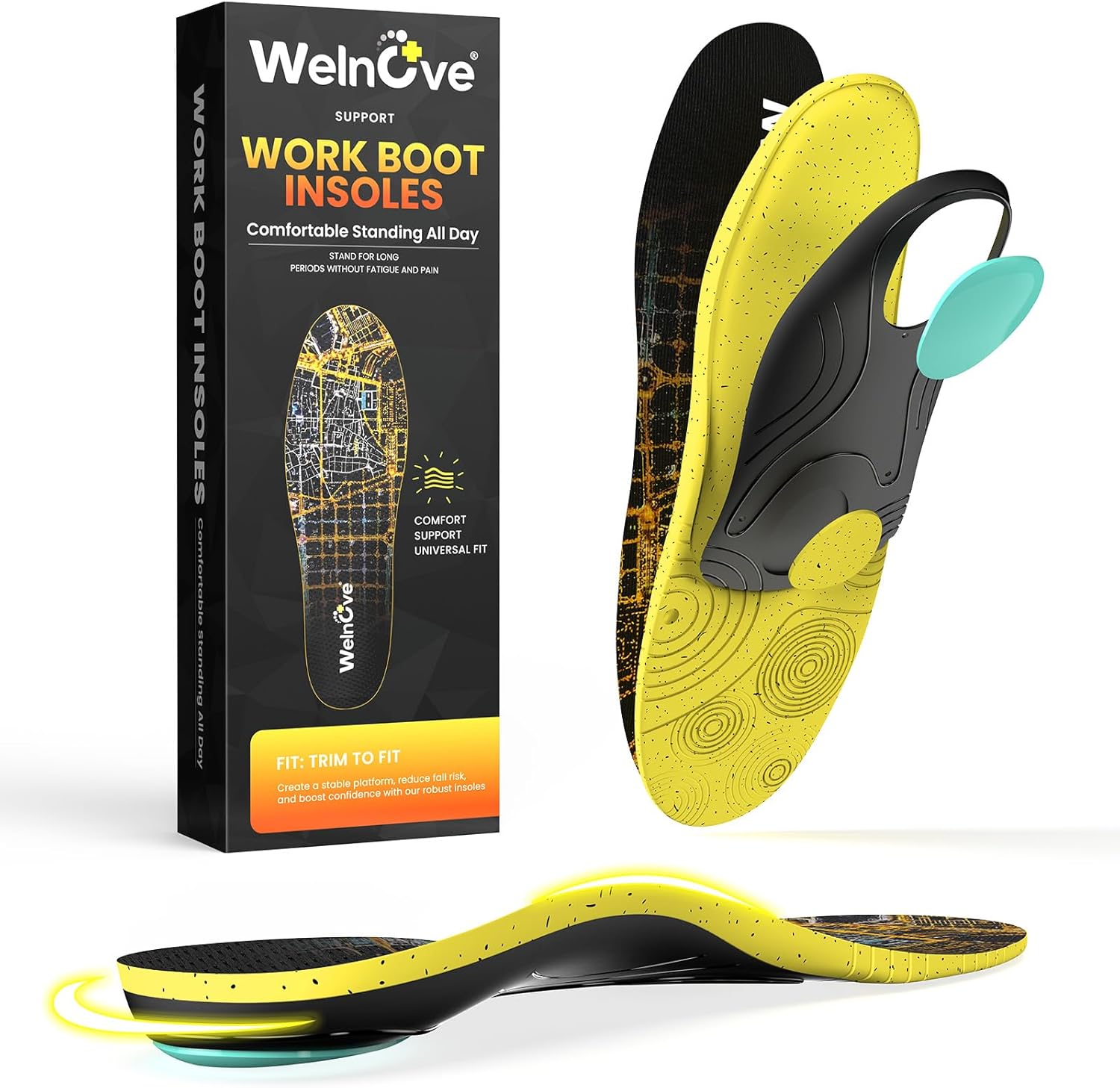 Achilles Tendonitis Insoles & Heel Pain Inserts: Dual-Layer Heel Support Inserts Cushion Impact for Achilles Tendonitis Relief & Heel Pain Relief - Shock Absorbing Inserts for Standing All Day - XL