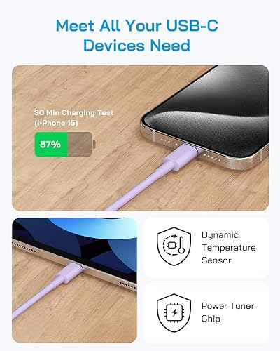 Miniatura 4 de Paquete de 3 bloques de carga rápida AISNI compatibles con iPhone 17, 16, 15, cargador USB C de carga rápida, cable de carga larga tipo C de 6 pies