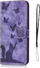 Nodigao Compatible pour Xiaomi Redmi Note 14 5G Coque Cuir Magnétique Antichoc avec Support Clapet Design Chat Motif Étui Kickstand Case Cover Housse Portefeuille - Violette A