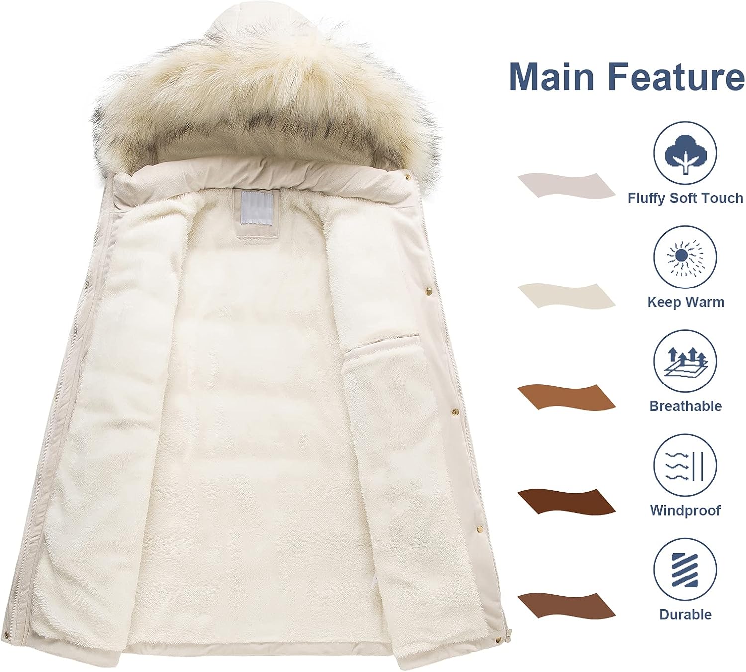 Chrisuno Women's Warm Winter Coat Velvet Puffer Jacket Quilted Faux Fur Hood - Image 3