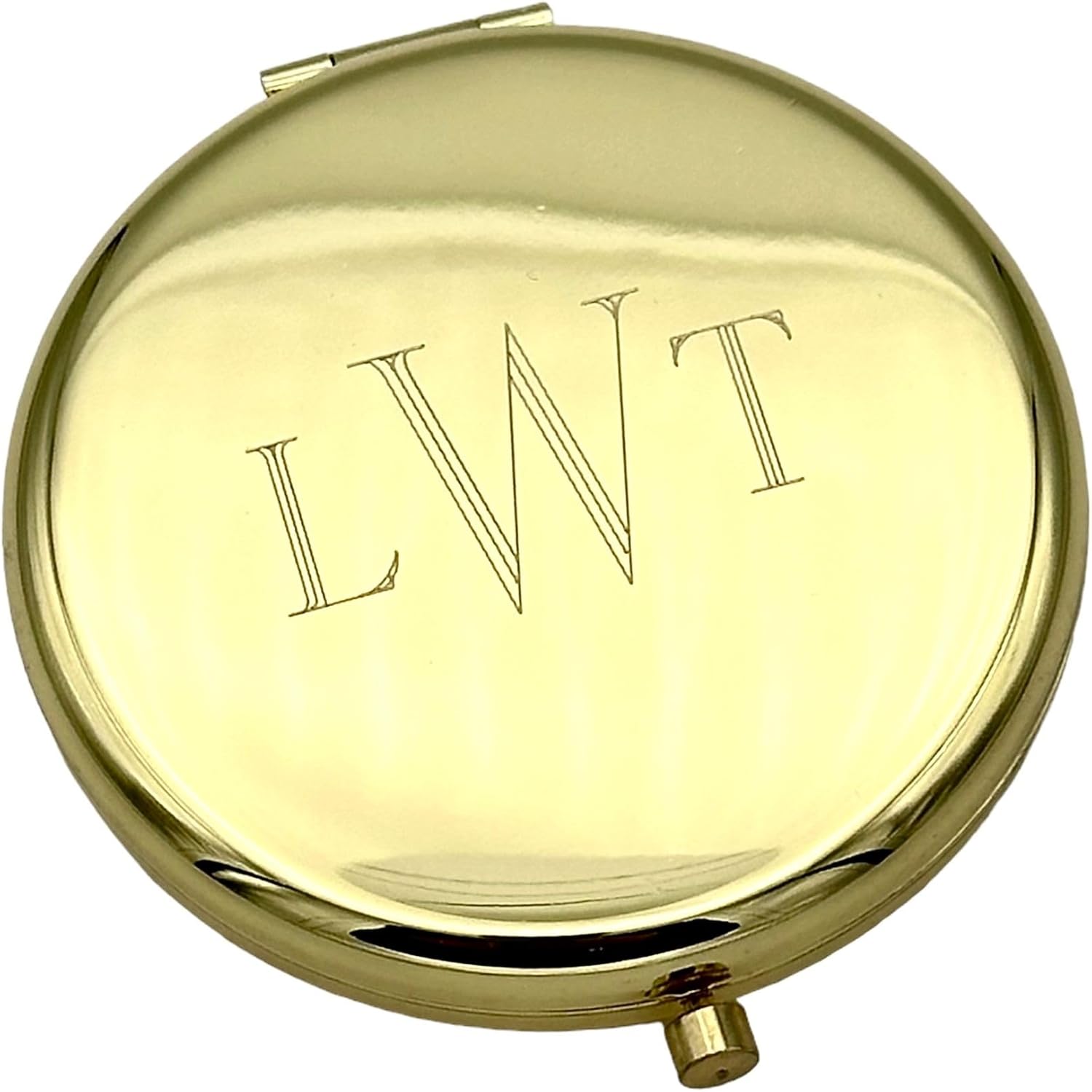 The Personal Exchange Gold Monogram Compact Mirror 2.375" Diameter