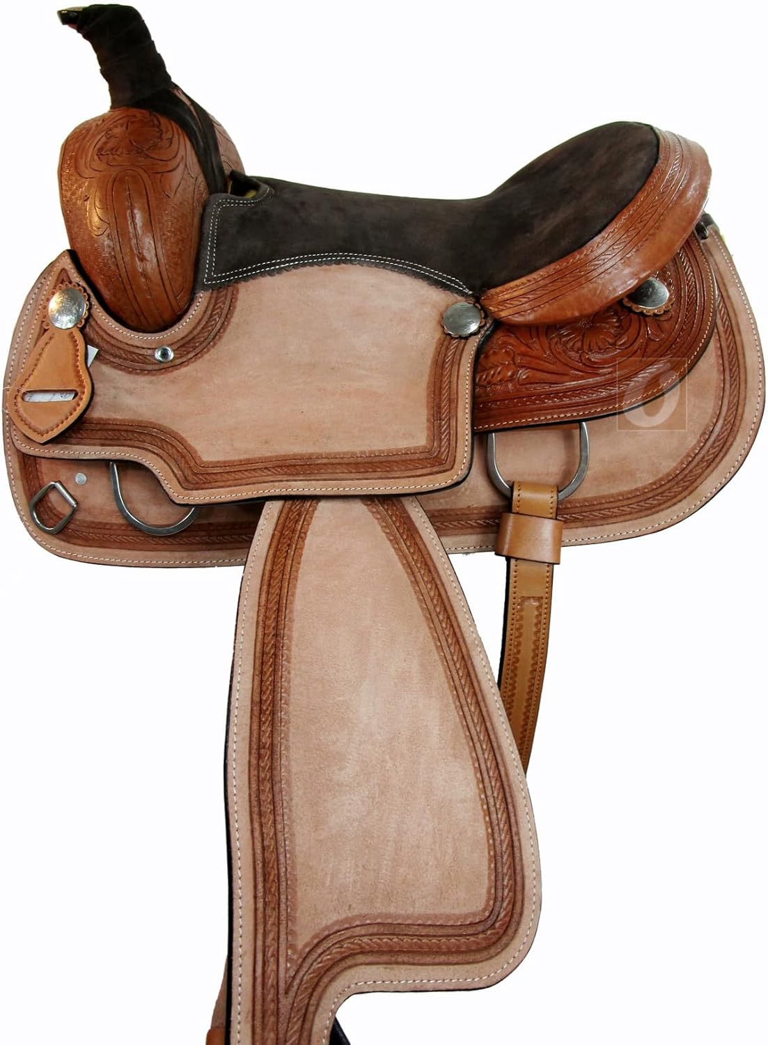 Western Cowboy Saddle 15 16 17 Horse Trail Pleasure Floral Tooled Leather Tack FQHB