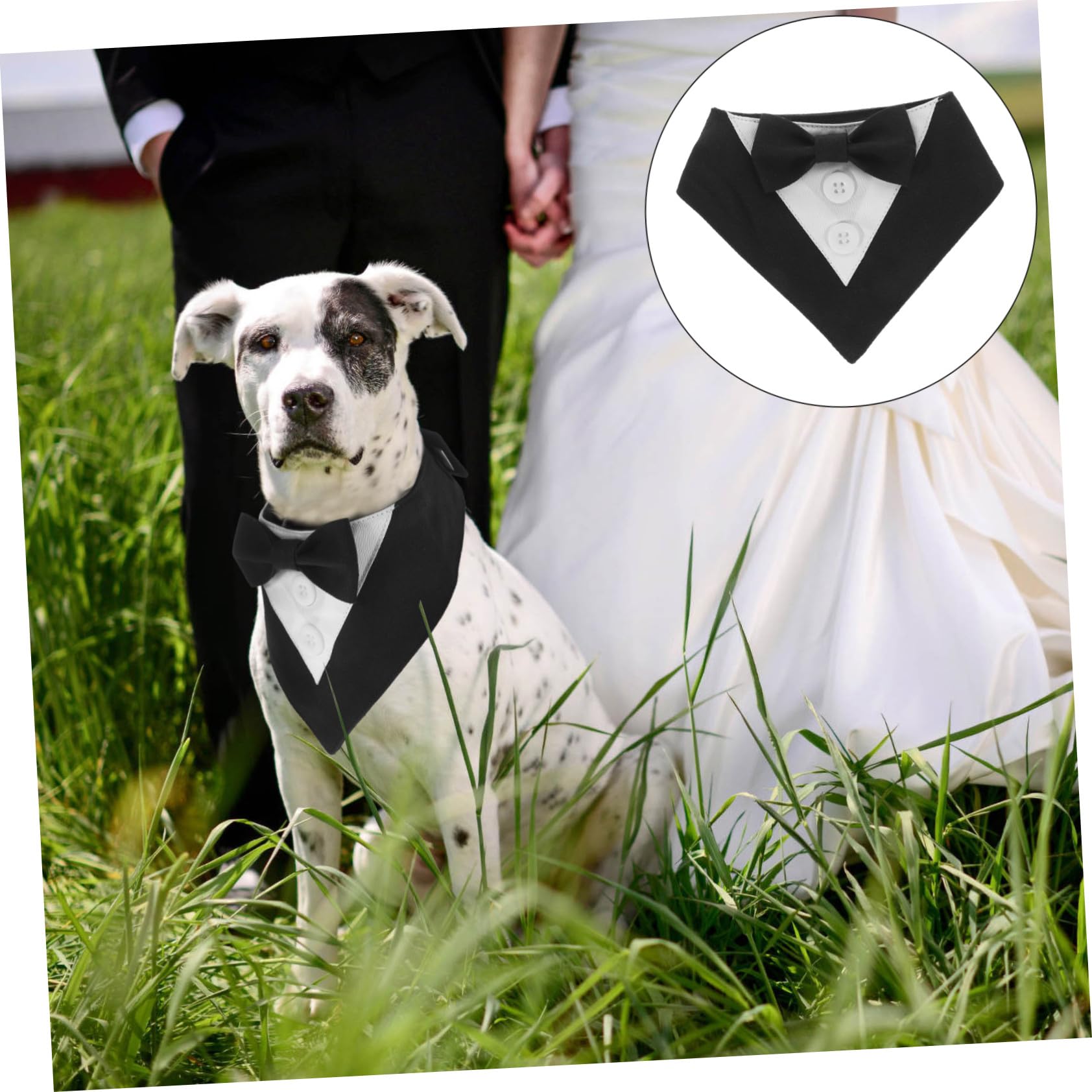 VICASKY 4 Pièces Collier de Costume Chien Bandana Formel avec Nœud Écharpe Salivaire Noire XS pour Mariage Fête Animaux