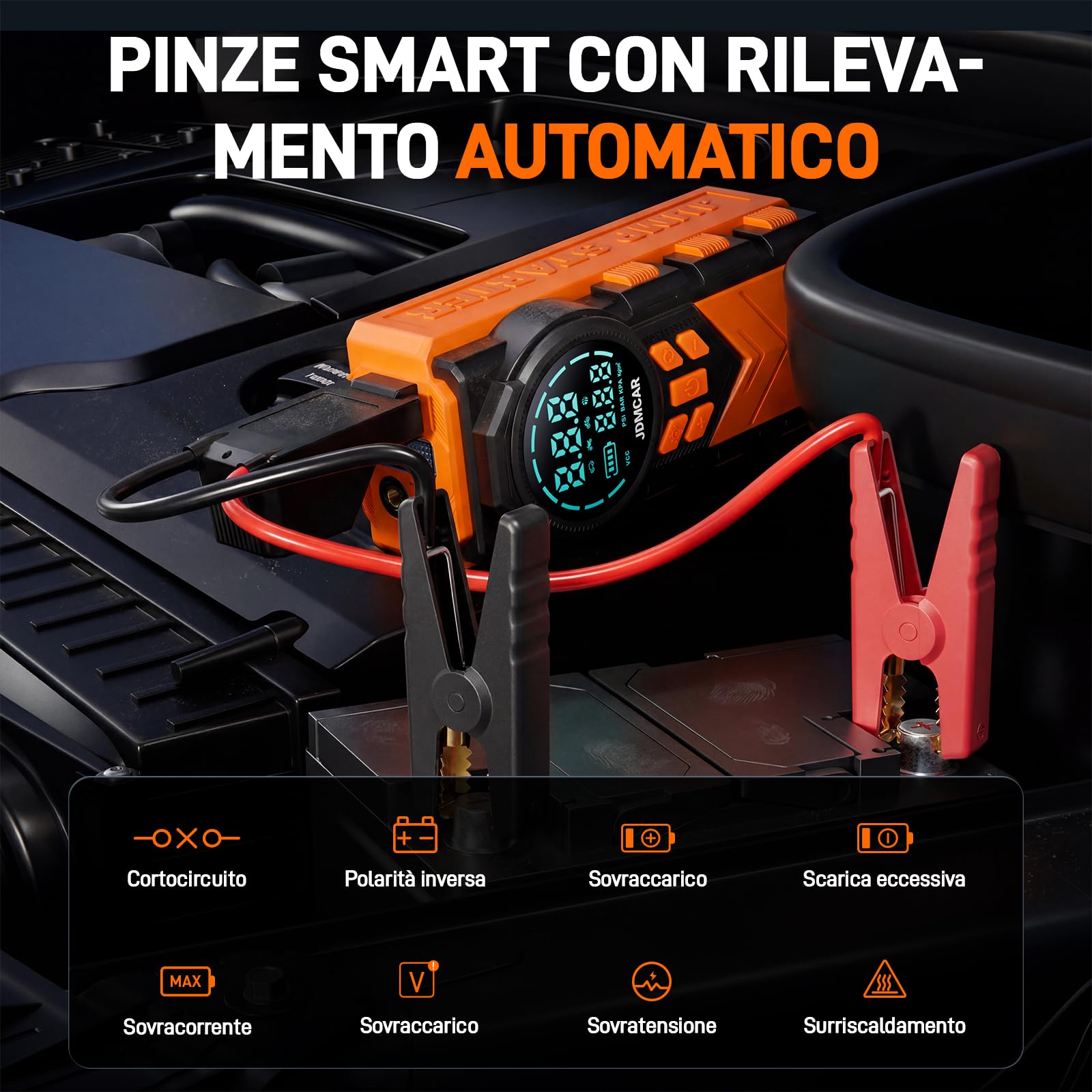 JDMCAR Arrancador de Coches con Compresor, Inflador de Neumáticos, Jump Starter Arrancador de Baterias de Coche