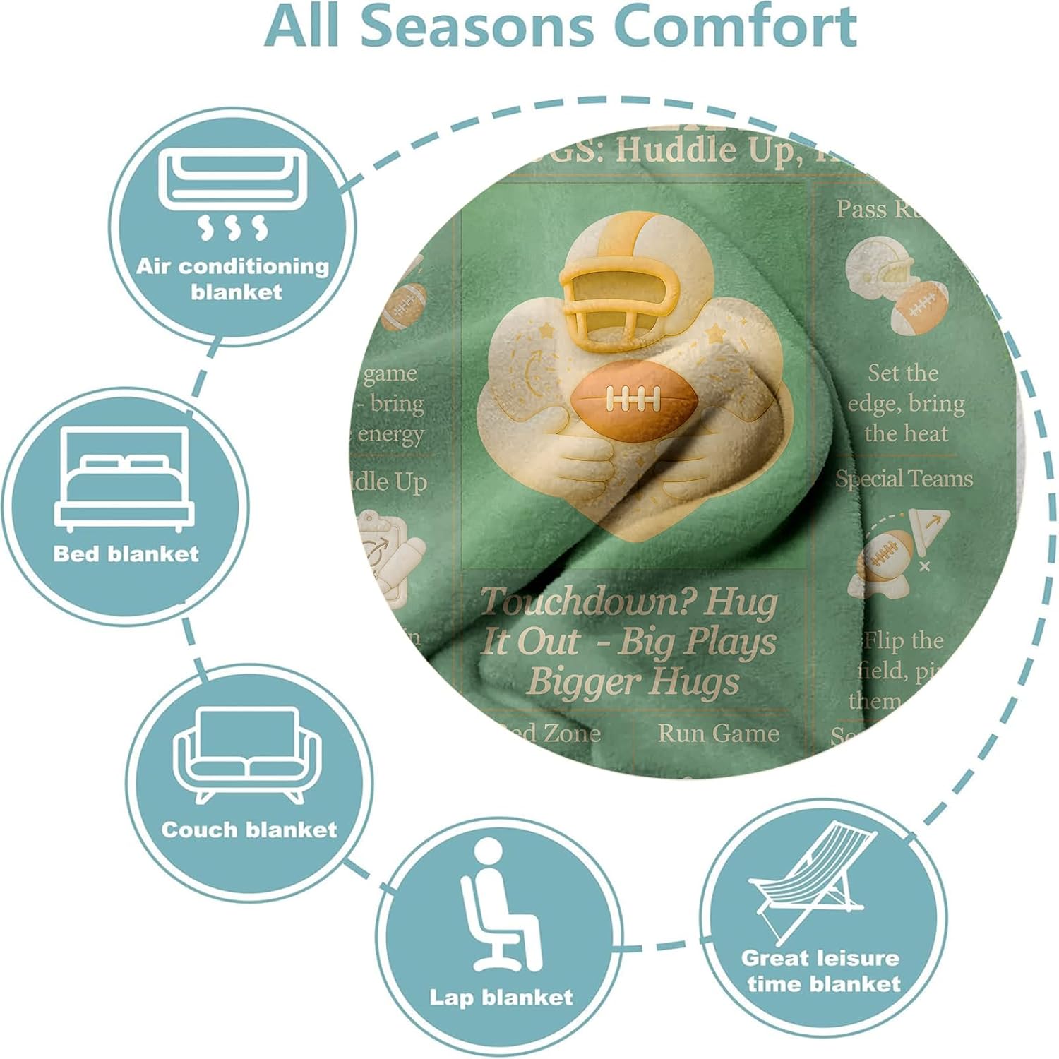 Football Blanket 60x50 Flannel Throw for Adults – Game Day Stadium & Bleacher Warmth, Tailgate Ready, Cozy Sports Gift, Football Throw Blanket - Image 5