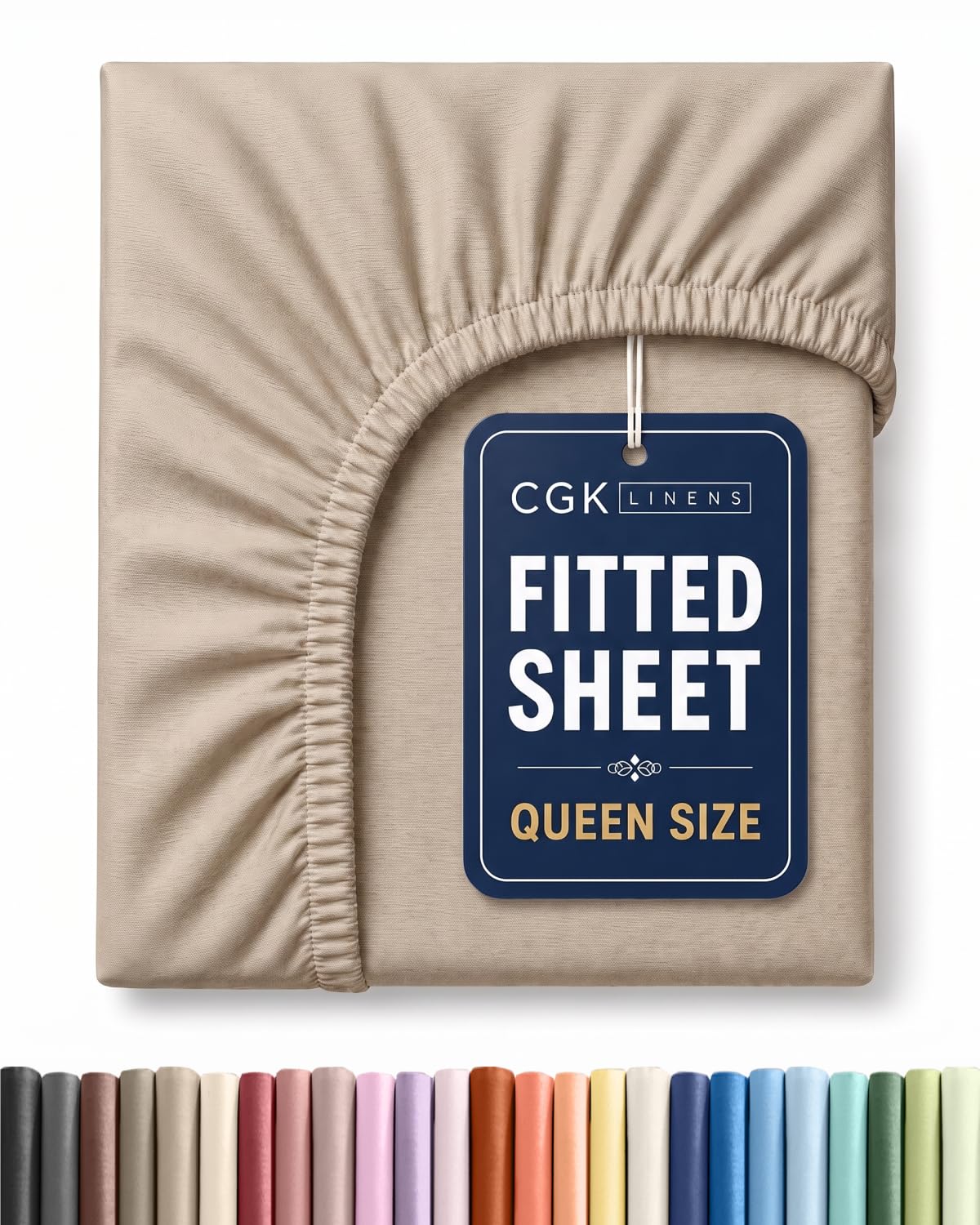 Queen Fitted Sheet - Single Fitted Sheet Only - Cooling - Heathered Beige