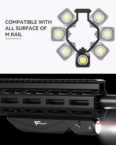 Miniatura 3 de Votatu M9L-R - Linterna táctica láser combinada para rifle compatible con riel M-Lok, luz LED de arma de 1600 lúmenes y mira láser roja con función