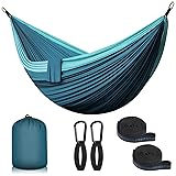 Hängematte Outdoor Camping 2 Personen 300 x 200 cm Ultraleicht Reise Hängematte 300 KG Tragfähigkeit Nylon Garten Strand Doppelhängematte Blau