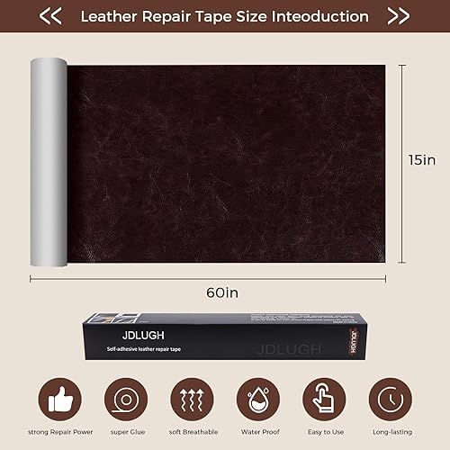 Miniatura 3 de Cinta de Parche de Reparación de Cuero para Sofá 15x60 Pulgadas Grande Autoadhesiva para Sofá de Cuero, Asiento de Coche, Muebles de Cuero, Kit de