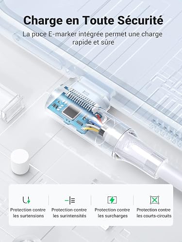UGREEN Zapix Câble USB C Coudé 100W 5A 90 Degrés Charge Rapide - 6