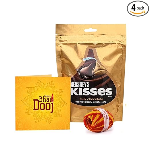 TIED RIBBONS Bhai Dooj Gift Set for Brother with Hershey Kisses Chocolates Greeting Card Hamper