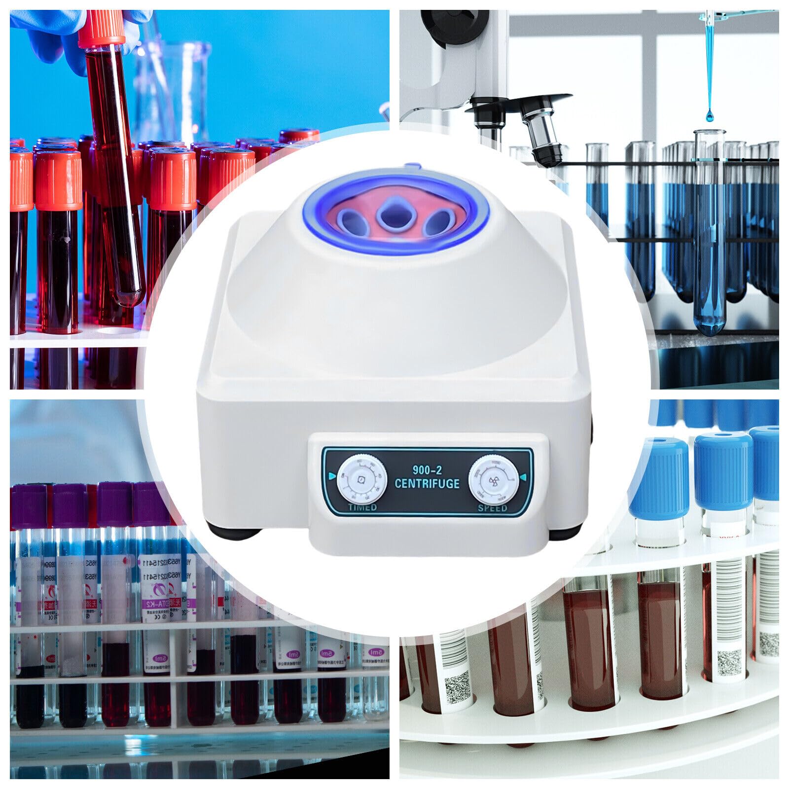 Centrífuga de laboratorio 6 tubos centrífuga de mesa 4000 rpm velocidad ajustable de los equipos de laboratorio, máquina centrífuga con tapa transparente centrífuga sangre 30 W, para medicina