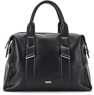 Borsa donna in ecopelle di colore nero Gaudì borsa con chiusura con zip, tasche multiuso interne, tasche con chiusura con zip, doppio manico e tracolla regolabile. BIOSABORSE