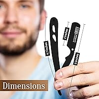 Vista 7 de Facón Navajas rectas para hombres - Kit de navaja de barbero profesional de borde recto con 100 cuchillas, afeitadora clásica de acero inoxidable