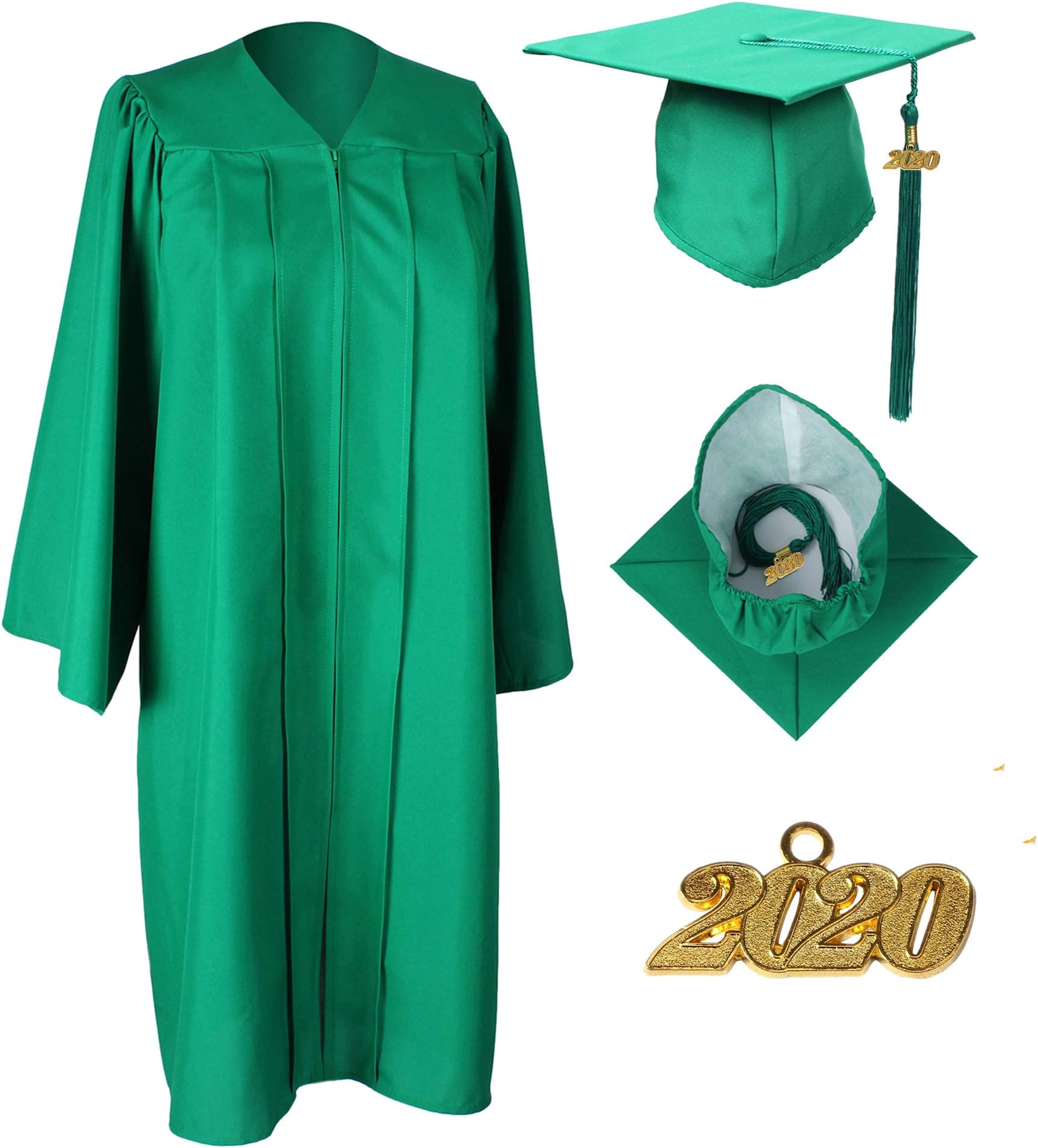 GraduationService Matte Gown Cap Tassel 2017 Unisex, Emerald Green, 48FF(5.3-5.5)inches