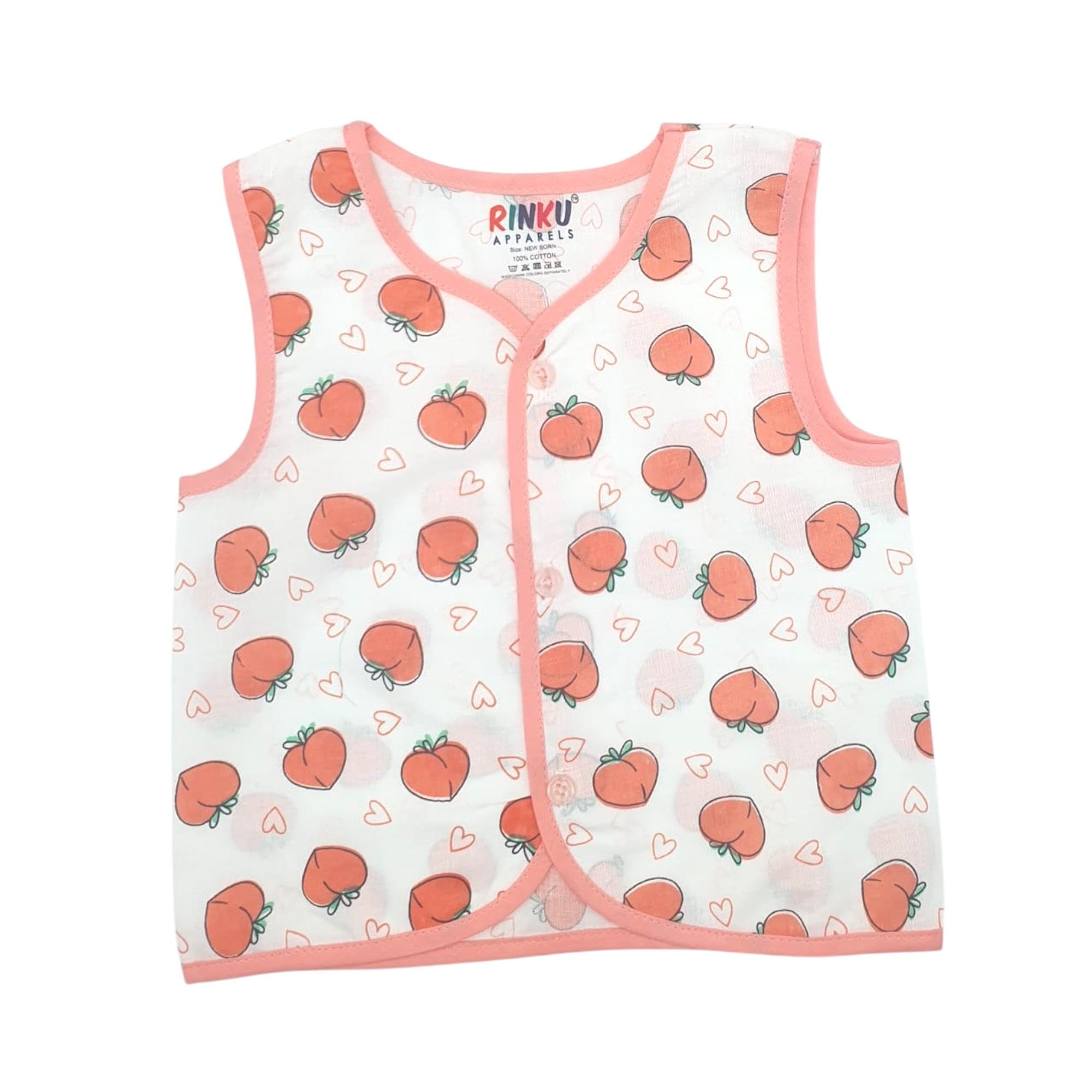 VIRTI MINI ME Soft Cotton Muslin Sleeveless Jhabla for Baby Boys | Regular Fit Vest for Infant Summerwear | Pack of 3 (Any 3) Multicolour 3