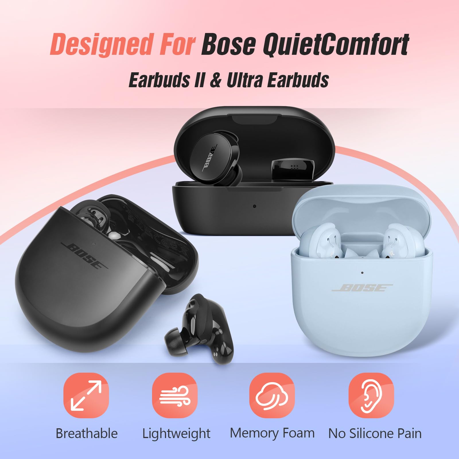 Amazon.com: Memory Foam Tips for New Bose QuietComfort Earbuds