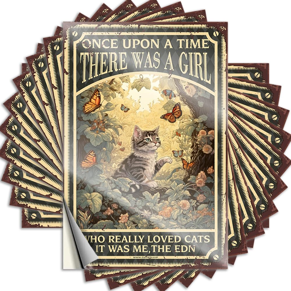 Funny Desk Decor Truck Tattoo - Once Upon A Time There was A Girl Who Really Loved Cats Bumper Waterproof Vinyl Sticker(12X18CM)