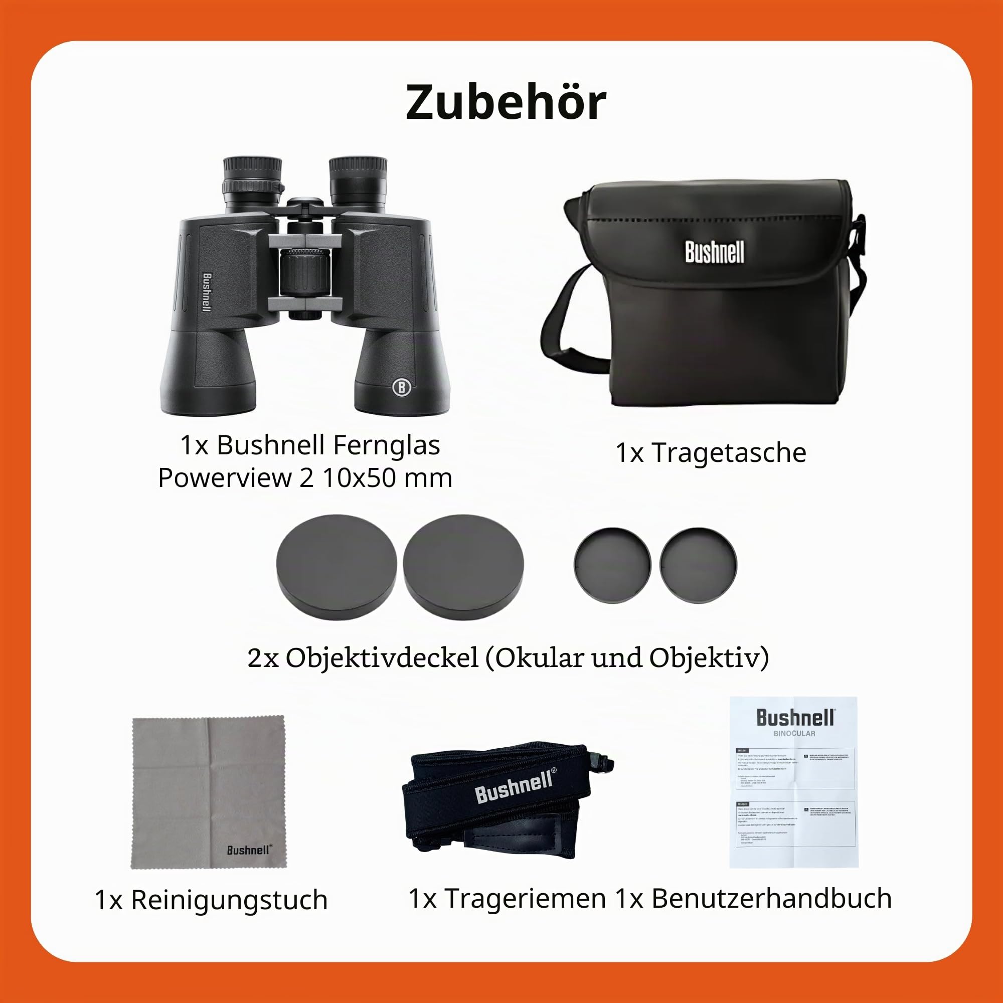 Bushnell - Powerview 2 - Fernglas - 10x50 - Porro - Aluminium Metallgehäuse - Mehrschichtvergütung - Gummiarmierung - Vogelbeobachtung - Reisen - Sport - Outdoor - PWV1050