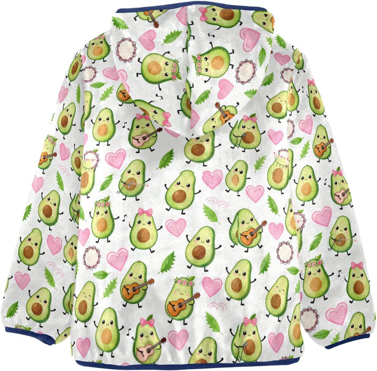 Avocados with Guitars and Hearts Pattern Toddler Jackets Winter Coat Children Navy Blue Cute Baby Boys Clothes