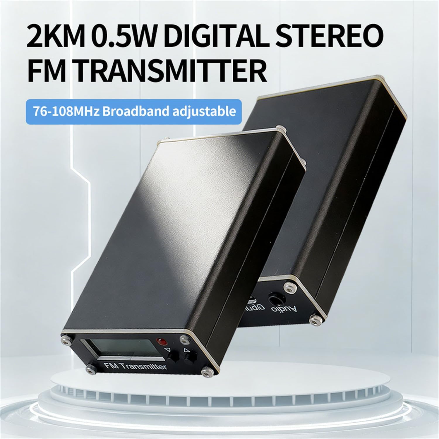 Digital Display Stereo 0 5W 2KM Long-Distance Transmission 76-108MHz Wideband Tuning High-Fidelity Audio Output