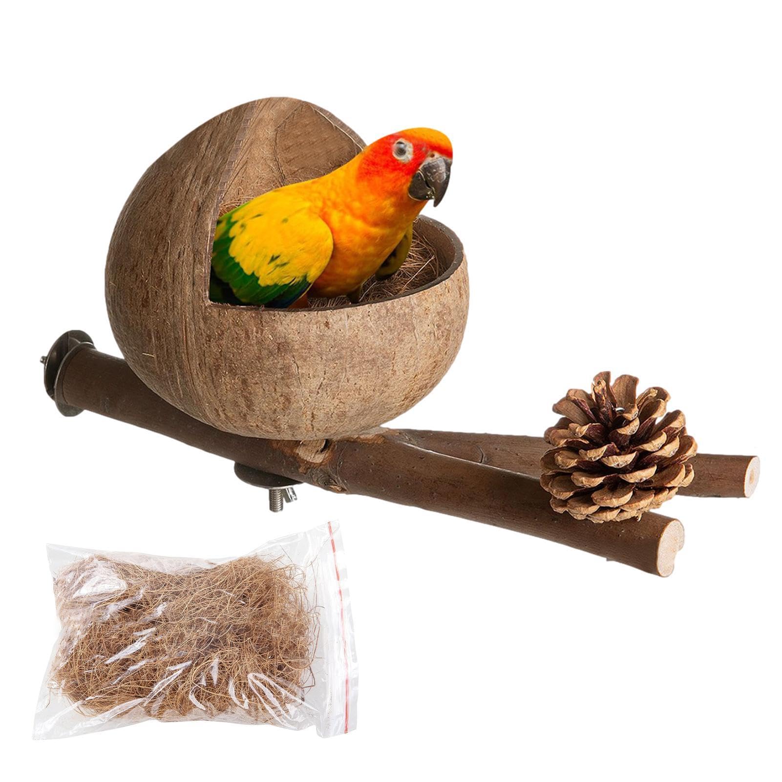 Samuliy Bird H ut, Bird Cage Nest - Sh ell Bird Nest House H ut Cage,Nest House H ut Cage, Comfortable Parakeet Nesting Box For Love Birds, Parakeet, Finches, Budgerigar