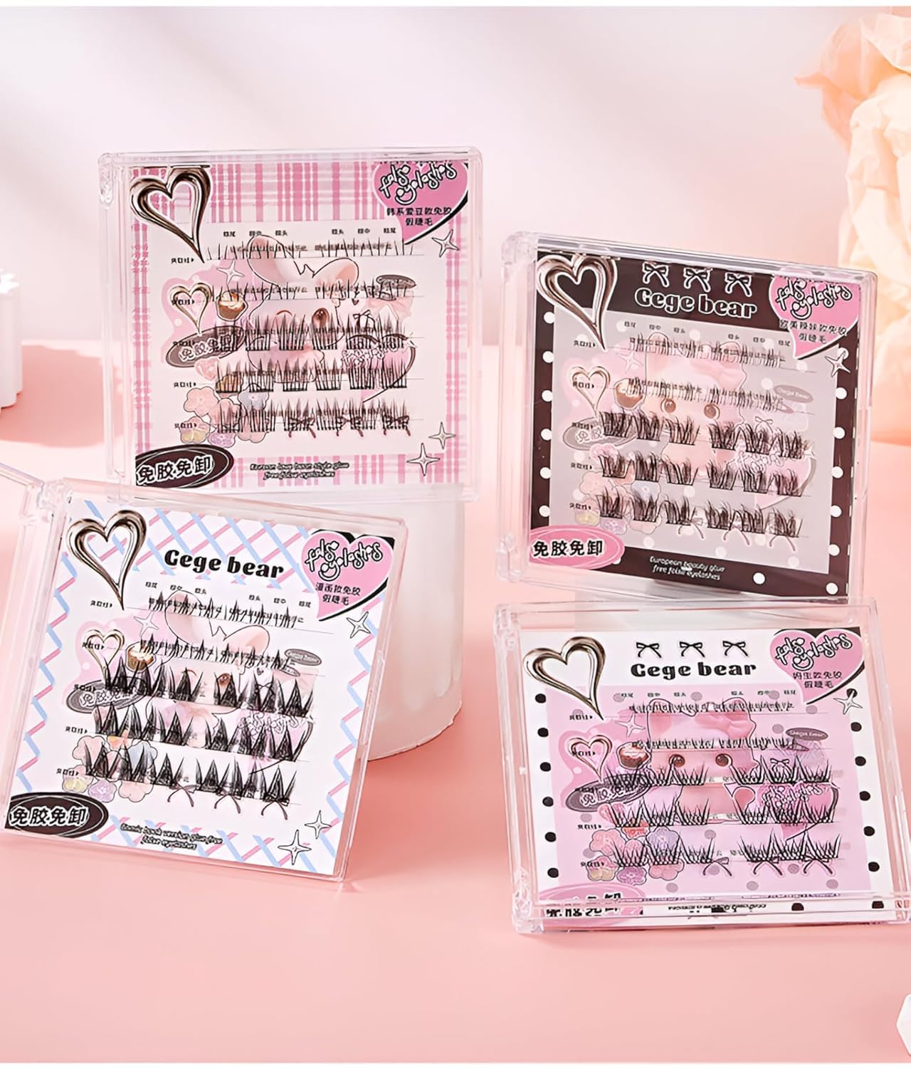 Gege Bear Comic Book Version Glue Free False Eyelashes | Soft Dramatic Volume | Reusable No-Mess | Self-Adhesive Easy Application | Long-Lasting Comfortable Wear for Teens | Bold Eye Makeup | 4 Kawaii Bold Styles | Lightweight Feel Natural for Girls Women (03#Comic Book Version, 30pcs)