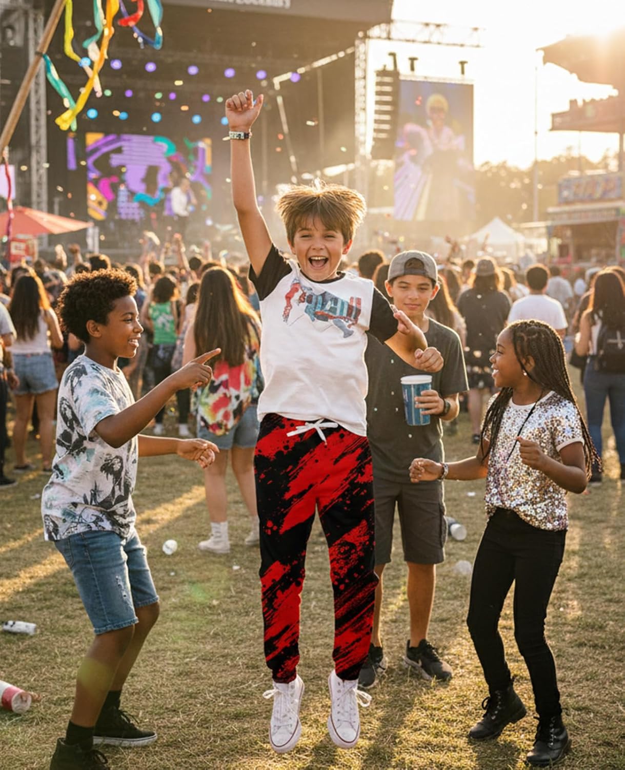 uideazone 6-13T Boys Pants Funny 3D Graphic Sweatpants Little Boys Jogger Pants for Sport Gym Casual - Image 4