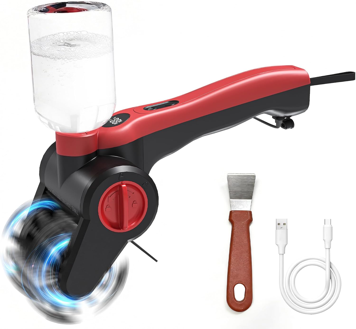 Electric Grill Brush, 100W High Power Cordless BBQ Cleaner with 300ml Water Spray Tank, IPX8 Waterproof Automatic Scrubber for Gas Charcoal Grills, 2-Speed Rechargeable Power Brush with Scraper