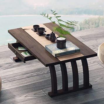 Japanese-Style Low Table, Japanese Style Chabu-Table, Small Table, Stylish, Compact, Bamboo Shape, Square Shape, Round Corner, Tatami, Zen Window, Living Room, For Guests, For Floors, Easy