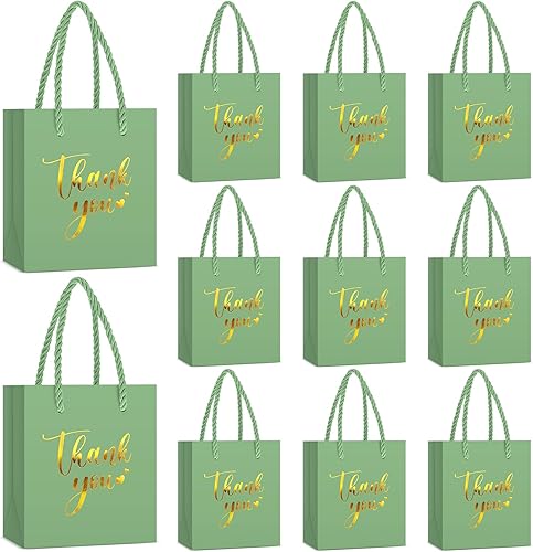 Miniatura 19 de Honoson 30 mini bolsas de regalo con asa de 4 x 2.75 x 4.5 pulgadas, pequeña bolsa de papel de agradecimiento para boda, baby shower, cumpleaños