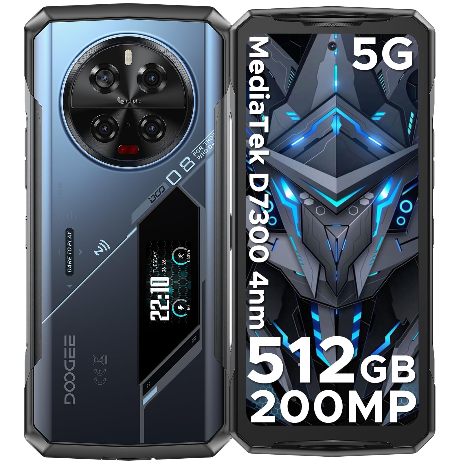 DOOGEE V40 Pro 5G Rugged Phone, front and rear view