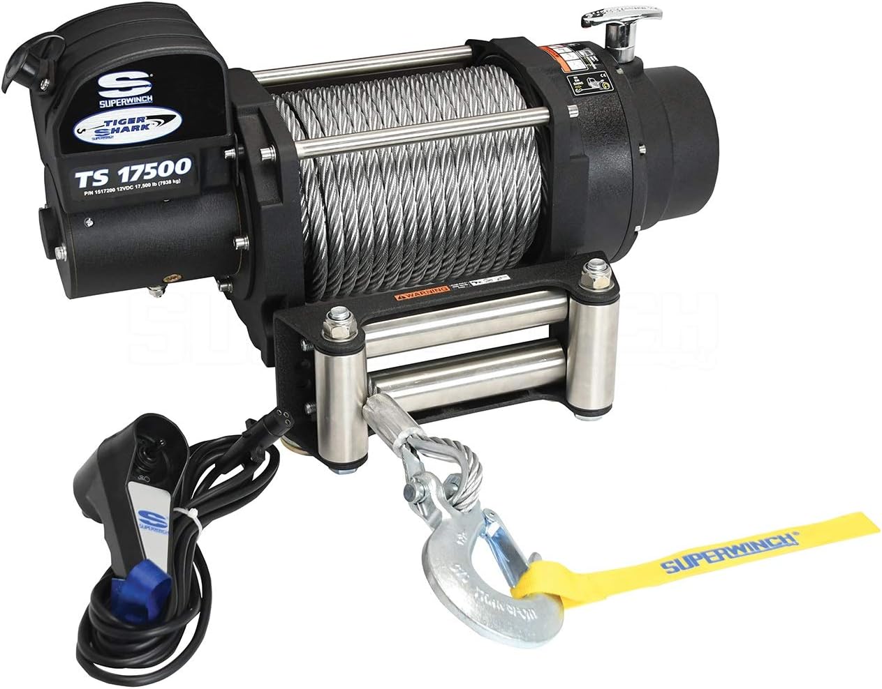 Superwinch 1517200 Tiger Shark 17.5, 12 VDC winch, 17,500 lb/7,938 kg capacity with roller fairlead