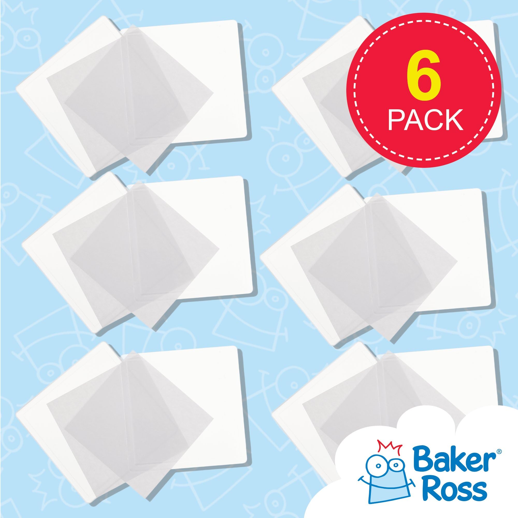 Baker Ross Transparente Untersetzer aus Plastik - Einlegeblatt für Kinder zum Bemalen - Geschenk zum Muttertag - Vatertag (6 Stück) (Packung mit 4)