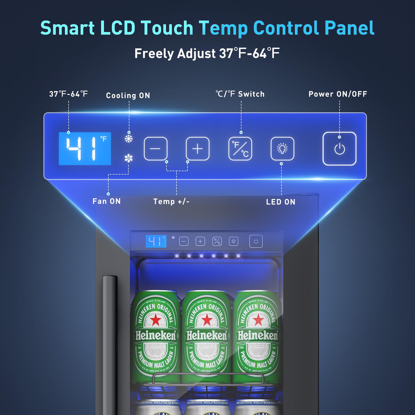 Vushine 60 Can Beverage Refrigerator Cooler For Cubicle Under Desk/Counter Office Camping, 2 Cu.Ft Drink Fridge Beverage Cooler With Glass Door For Water Juices Cola Bottles on Fridge.com - View 3