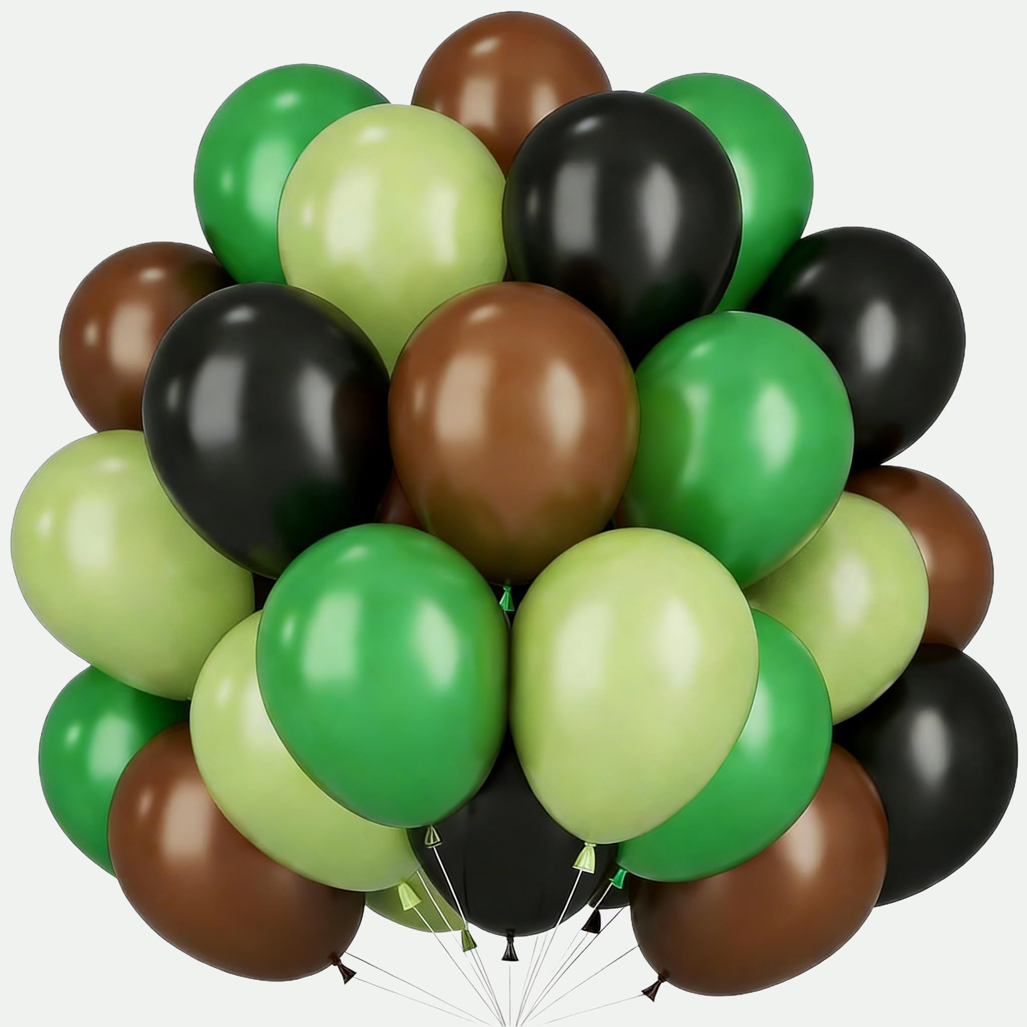 Balloons Green Brown Black, Pack of 60 Green Balloons Birthday, 12 Inch Brown Latex Helium Balloons, Black Balloons Party Balloon for Wedding, Birthday, Bridal Shower, Graduation, Party Decoration