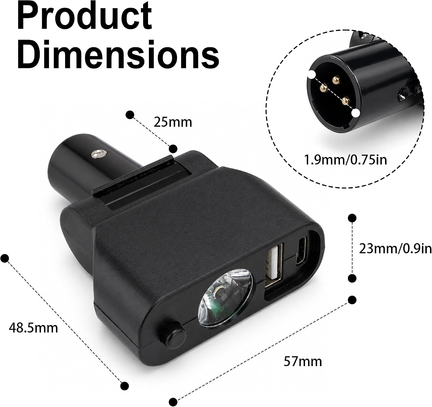 Electric Wheelchair LED Light, Power Wheelchair Accessories, 3-Pin XLR