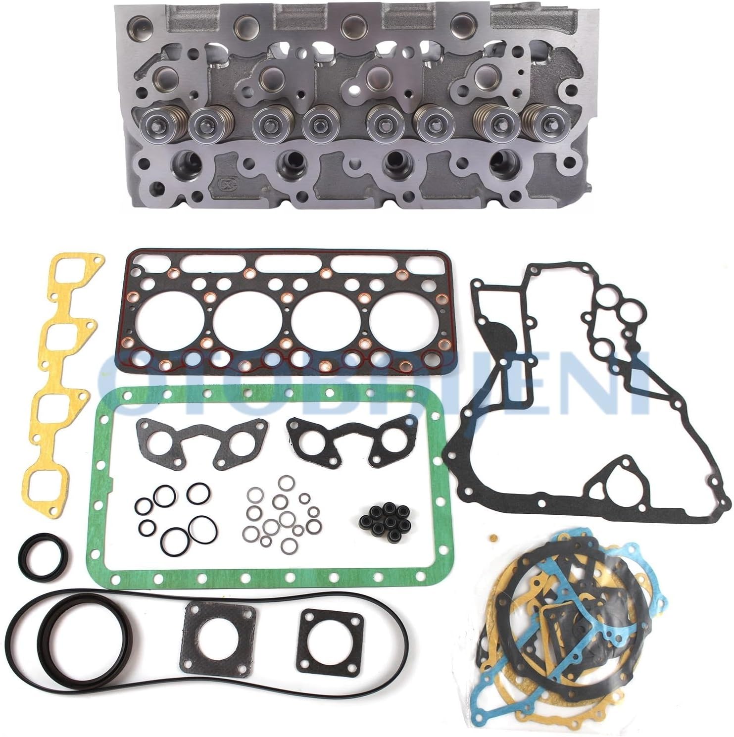 V1702 Complete Cylinder Head Assembly 15422-03040 With Engine Gasket Kit 15421-03310 for Kubota V1702 V1702T V1702-B V1702B V1702A V1702-DI Engine Rebuild Aftermarket Parts