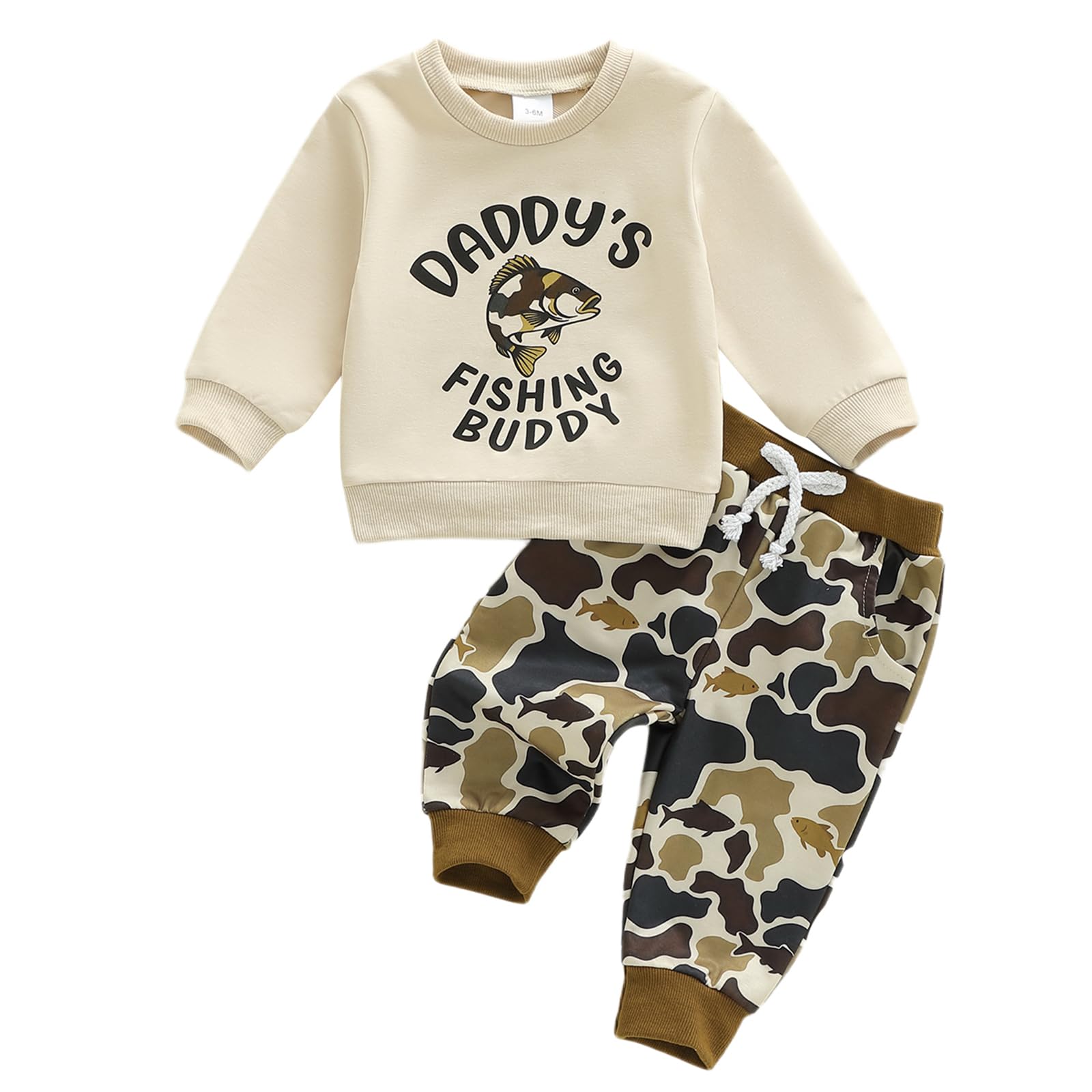 2Pcs Toddler Baby Boy Clothes Mommy Daddys Fishing Buddy Sweatshirt Long Sleeve T-Shirt Tops Pants Set Fall Outfits