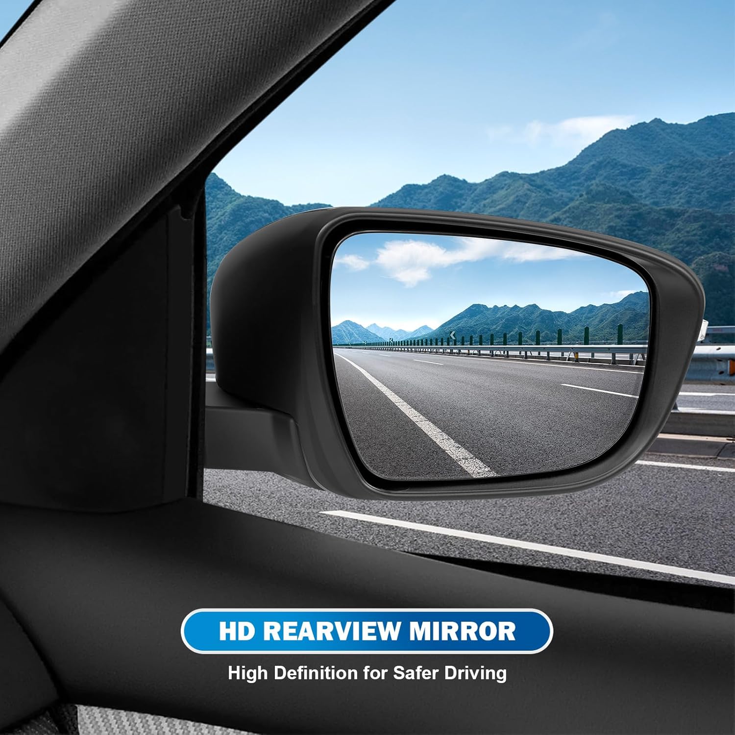 Right Passenger Side Mirror Fit for 2014-2020 Nissan Rogue (Not fit for Rogue Sport), Rear View Mirror with Power Glass/Heated/Turn Signal/Camera/Power Folding/Match Black Replace NI1321254 (13Pins)